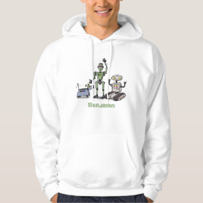 Happy cute robots trio cartoon hoodie