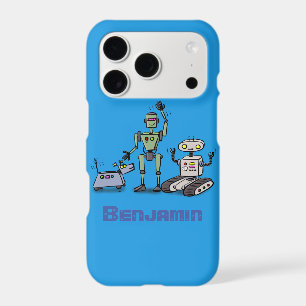 Happy cute robots trio cartoon iPhone 17 pro case