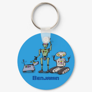 Happy cute robots trio cartoon keychain