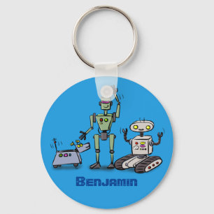Happy cute robots trio cartoon keychain