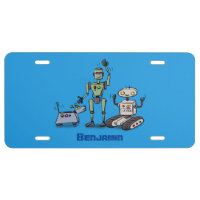 Happy cute robots trio cartoon