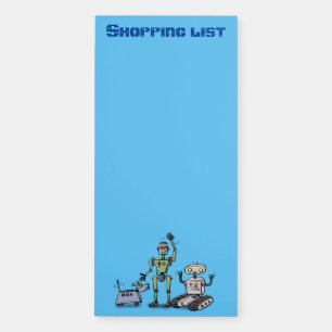 Happy cute robots trio cartoon magnetic notepad