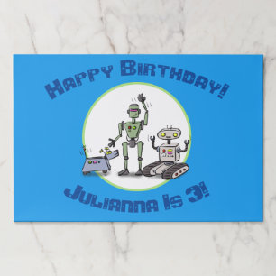 Happy cute robots trio cartoon paper pad