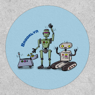 Happy cute robots trio cartoon patch