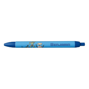 Happy cute robots trio cartoon pen