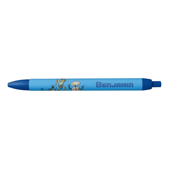 Happy cute robots trio cartoon pen (Front)