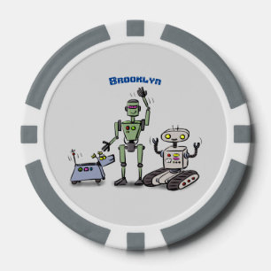 Happy cute robots trio cartoon poker chips