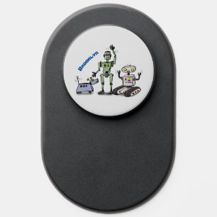 Happy cute robots trio cartoon PopSocket