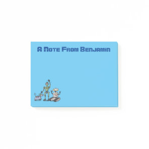 Happy cute robots trio cartoon post-it notes