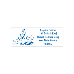 Happy cute robots trio cartoon self-inking stamp