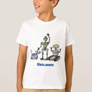 Happy cute robots trio cartoon T-Shirt