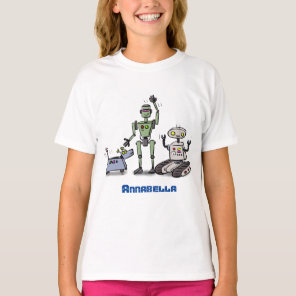 Happy cute robots trio cartoon T-Shirt