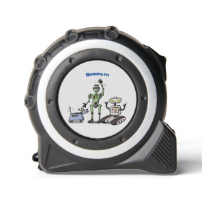 Happy cute robots trio cartoon tape measure