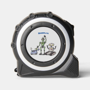Happy cute robots trio cartoon tape measure