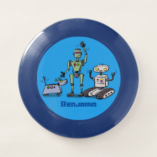 Happy cute robots trio cartoon Wham-O frisbee