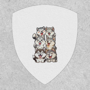 Happy cute Siberian huskies Patch