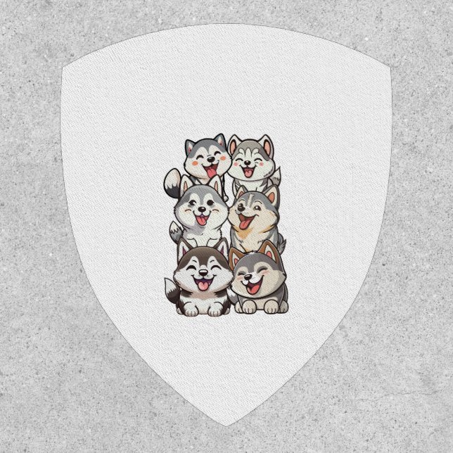 Happy cute Siberian huskies Patch (Front)