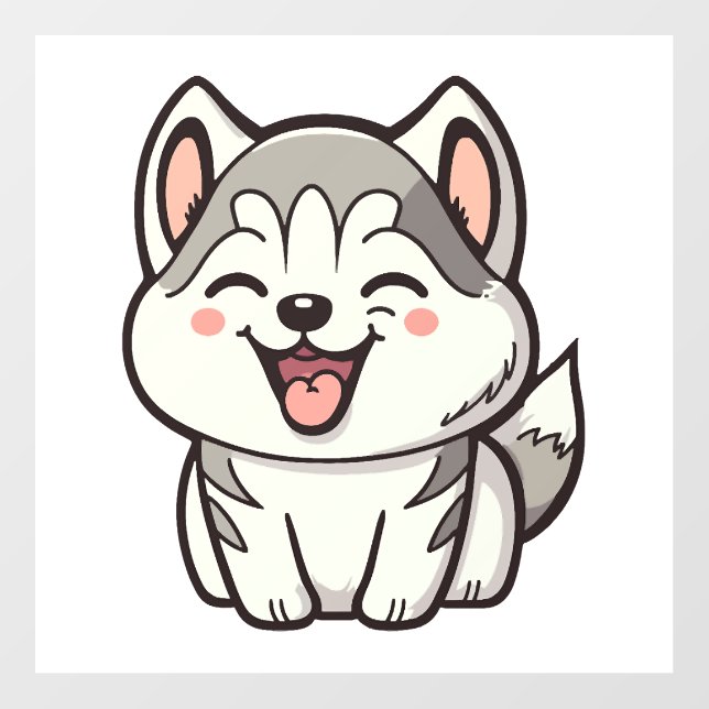 Happy cute Siberian husky dog Floor Decals (Front)