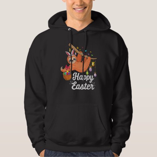 Happy cute sloth with Bunny ears  Egg Hunting Eas Hoodie