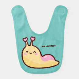 Happy Cute Slug Personalized Text Baby Bib