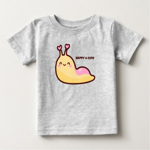 Happy Cute Slug Personalized Text Baby T-Shirt