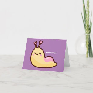 Happy Cute Slug Personalized Text Holiday Card