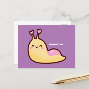 Happy Cute Slug Personalized Text Holiday Postcard