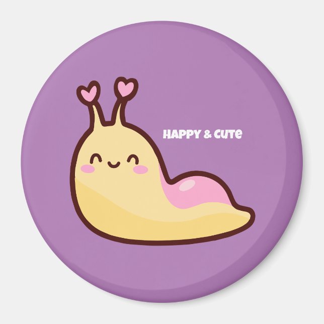 Happy Cute Slug Personalized Text Magnet (Front)