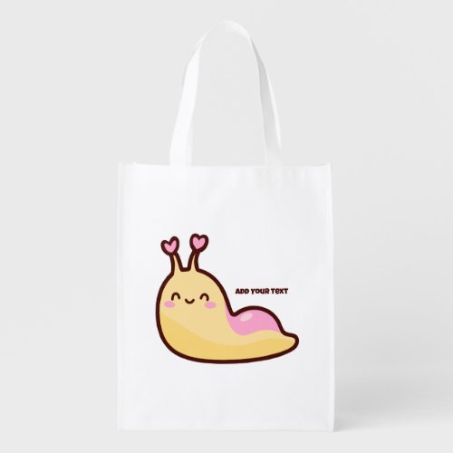 Happy Cute Slug Reusable Grocery Bag