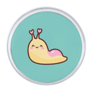 Happy Cute Slug Silver Finish Lapel Pin