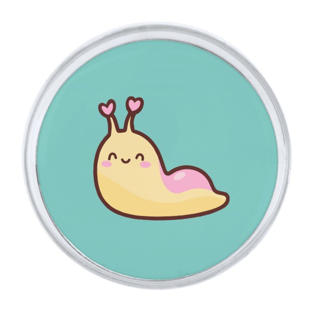 Happy Cute Slug Silver Finish Lapel Pin (Front)