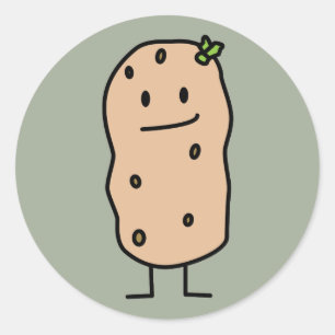 Happy Cute Smiling Potato Classic Round Sticker