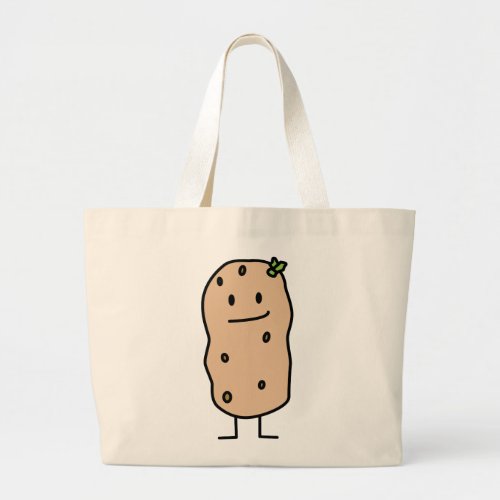 Happy Cute Smiling Potato Large Tote Bag