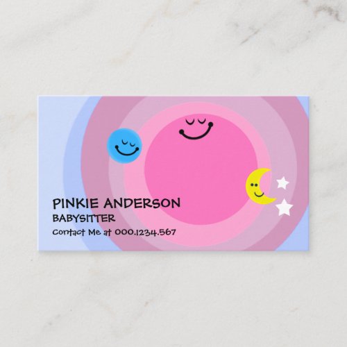 Happy Cute Sun Babysitting Earth Moon Stars Nanny Business Card