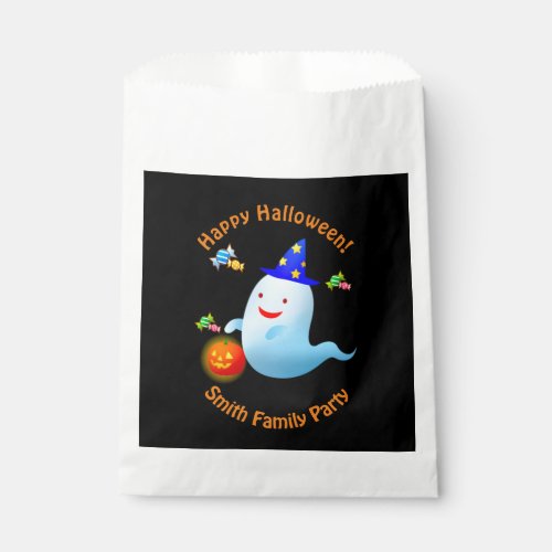 Happy Cute Trick or Treating Halloween Ghost Favor Bag