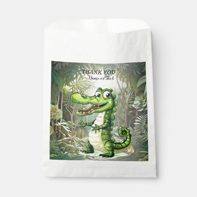 Happy Cute Wild Crocodile Jungle Trees Beautiful Favor Bag (Front)
