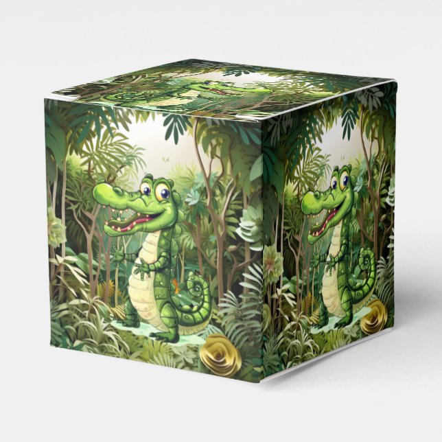 Happy Cute Wild Crocodile Jungle Trees Beautiful Favor Boxes (Front Side)