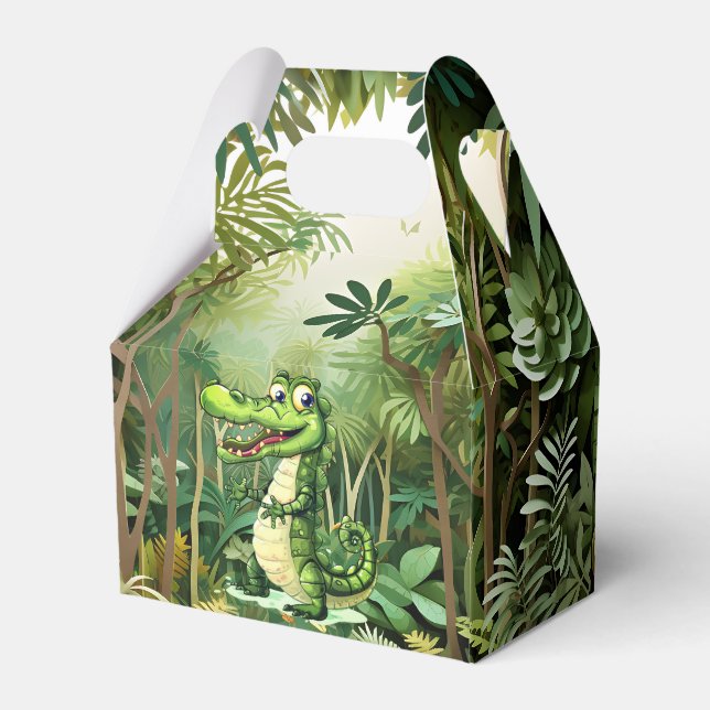 Happy Cute Wild Crocodile Jungle Trees Beautiful Favor Boxes (Back Side)