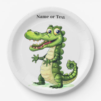Happy Cute Wild Crocodile Jungle Trees Beautiful Paper Plates