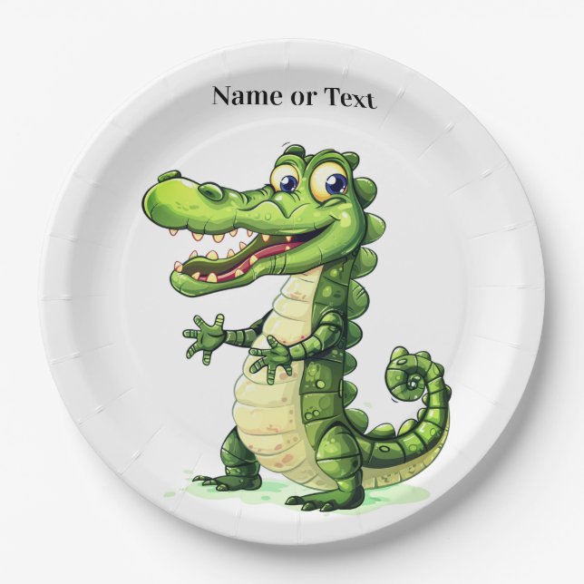 Happy Cute Wild Crocodile Jungle Trees Beautiful Paper Plates (Front)