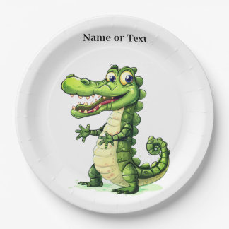 Happy Cute Wild Crocodile Jungle Trees Beautiful Paper Plates