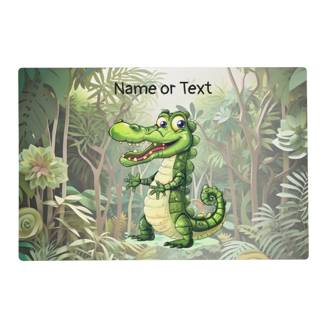 Happy Cute Wild Crocodile Jungle Trees Beautiful Placemat (Front)