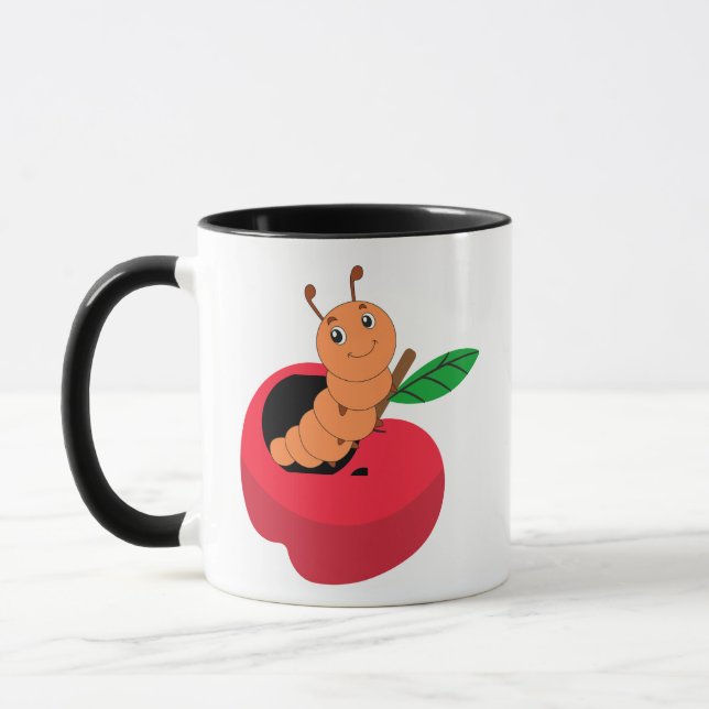 happy cute worm  mug (Left)