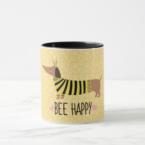 Happy Dachshund Bumblebee Mug