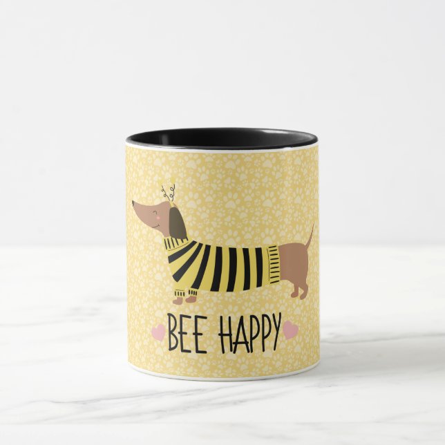 Happy Dachshund Bumblebee Mug (Center)