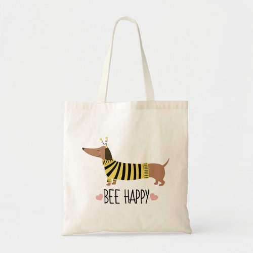Happy Dachshund Bumblebee Tote Bag