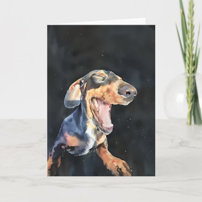 Happy Dachshund Card (Blank) (Front)
