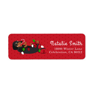 Happy Dachshund Christmas Lights Label