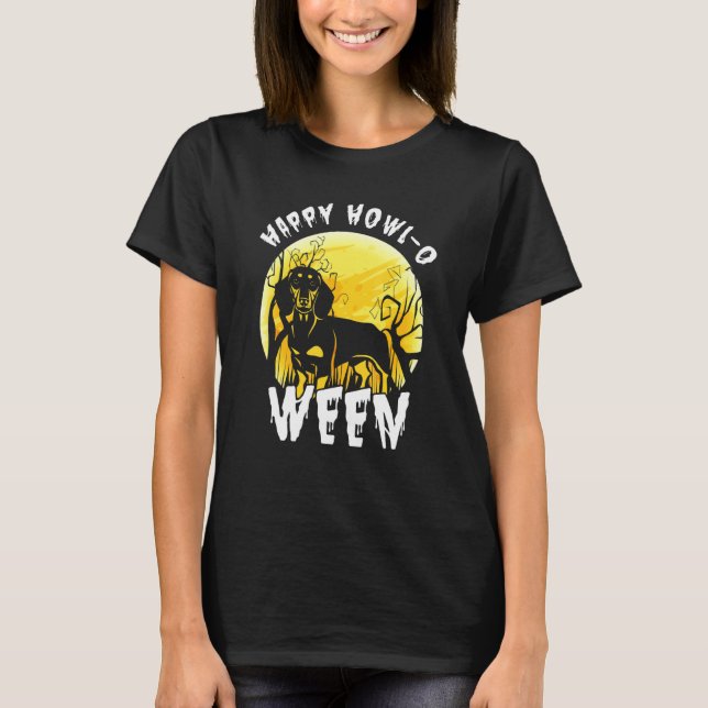 Happy Dachshund Dog Howl-O Ween Halloween Costume  T-Shirt (Front)