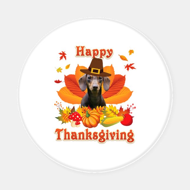 Happy Dachshund Dog Owner Turkey Thanksgiving Coaster Set (Single)